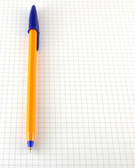 One pen on the checked paper