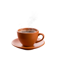 Cup of hot coffee isolated
