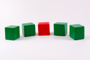 Obraz premium Alone Green and Red Blocks.
