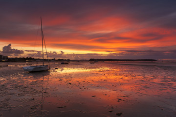 Naklejka na ściany i meble Sunset coastal scene of Poole Harbour