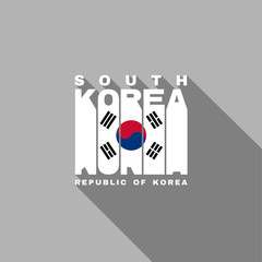 South Korea flag typography, t-shirt graphics, flat design.