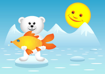 Polar bear and fish