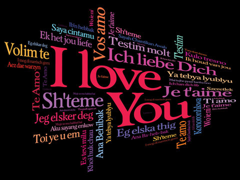 Vector love words "I love you" in all languages of the world
