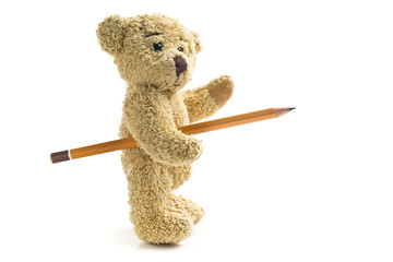 teddy bear with pencil