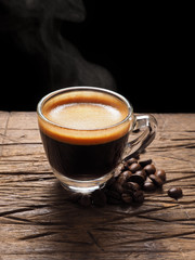 Cup of hot espresso coffee