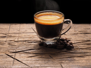 Cup of hot espresso coffee