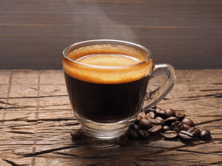Cup of hot espresso coffee
