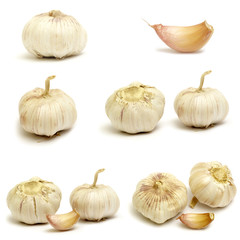 Fototapeta premium Collections of Garlic isolated on white background