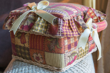 closed sewing textile box