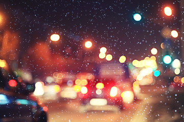 Fototapeta na wymiar blurred night background city traffic road city lights