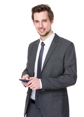 Business man use of mobile phone