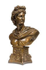 Bust sculpture of Phoebus Apollo with clipping path.