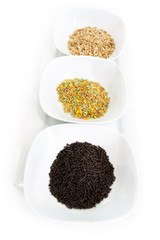 black chocolate chips, colors and almonds