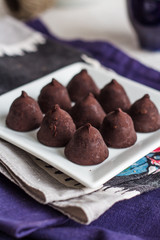 Dark chocolate truffles ready to eat