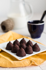 Dark chocolate truffles ready to eat