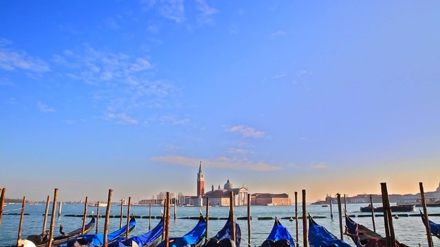 view to San Giorgio Maggiore whit gondolas venice, Italy