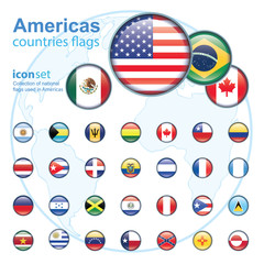 set of Americas flags, vector illustration