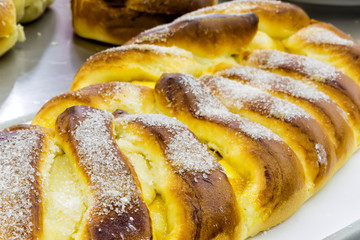 Sweet brioche bread with jam spread
