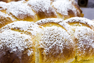 Sweet brioche bread with jam spread