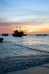 Obraz premium Fishing boat, sea, sunset