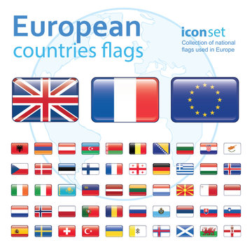set of european flags, vector illustration