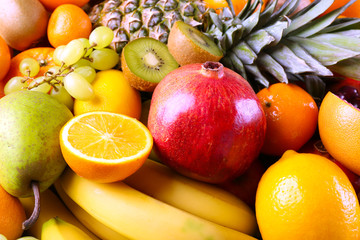 Assortment of exotic fruits close-up