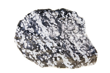 Obsidian snow gemstone isolated on white background