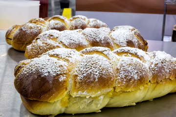 Sweet brioche bread with jam spread