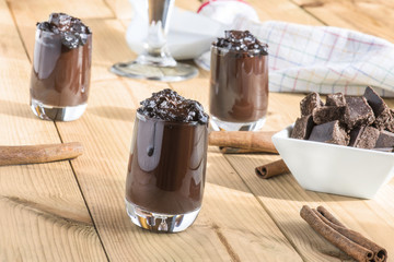  glass with chocolate pudding