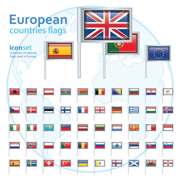 set of european flags, vector illustration