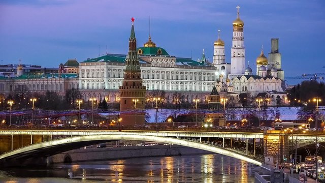 Moscow Kremlin night view in winter