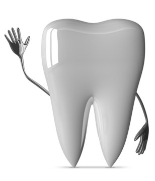 White tooth waving hand