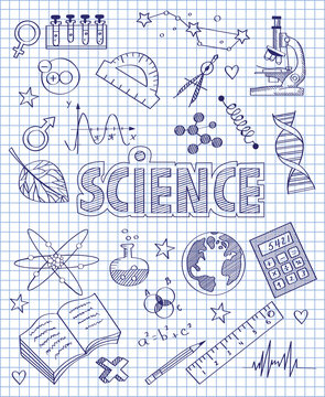 Hand drawn science set