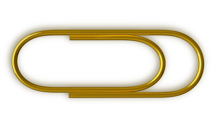 Golden paper clip isolated