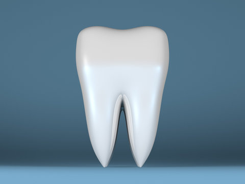 White tooth on blue