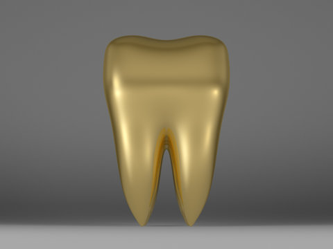 Golden tooth on blue