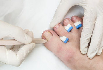process of pedicure at beauty salon