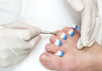 process of pedicure at beauty salon
