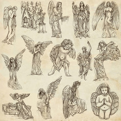Angels - hand drawn full sized illustrations, originals