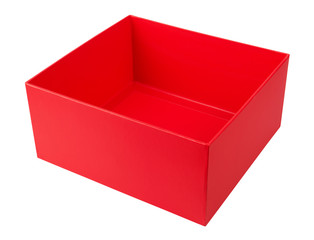 Empty red cardboard box
