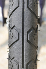 part of the tire on a bicycle.