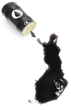 Glossy oil spill in the shape of Finland (series)