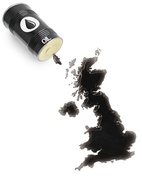 Glossy oil spill in the shape of United Kingdom (series)