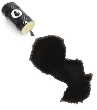 Glossy oil spill in the shape of Paraguay (series)