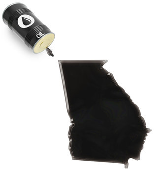 Glossy oil spill in the shape of Georgia (series)