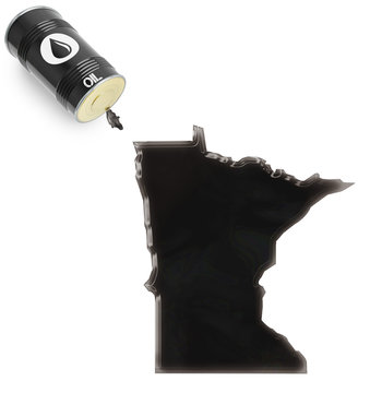 Glossy oil spill in the shape of Minnesota (series)