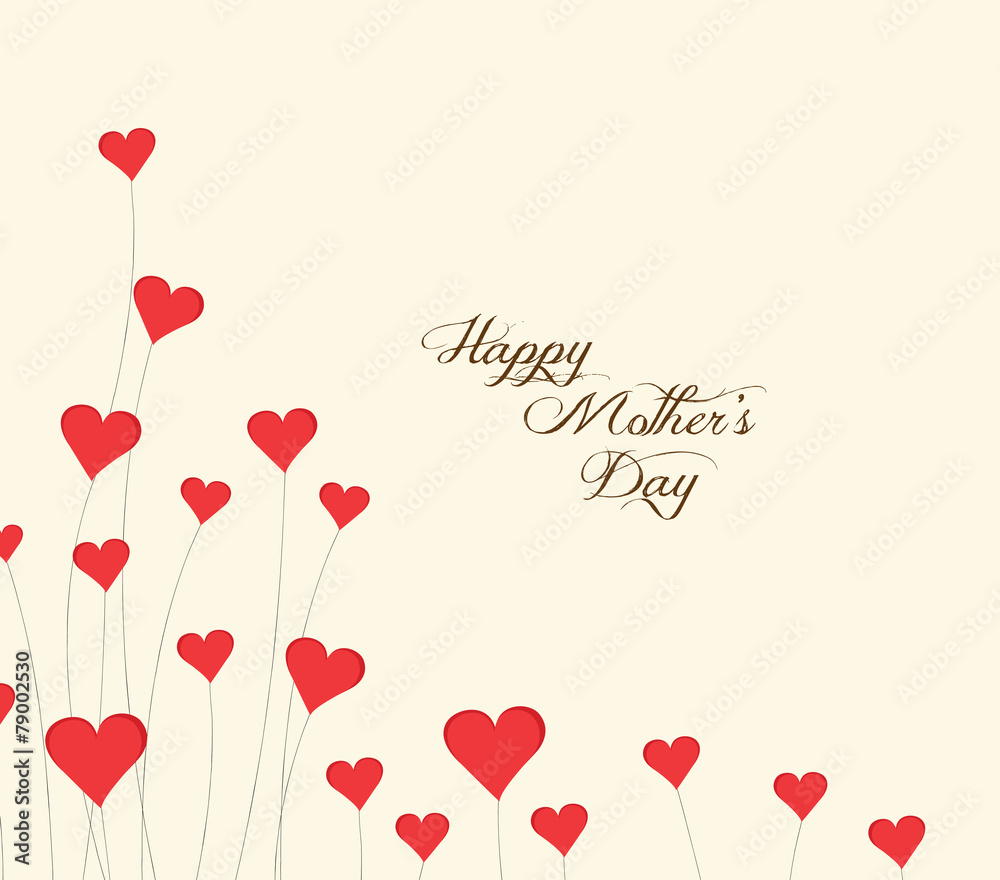 Wall mural Mothers's Day flower background with hearts - Wall murals