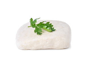 tofu cheese on white background