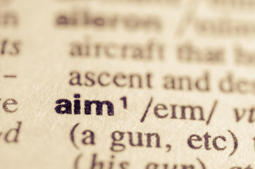 Dictionary definition of word aim - obrazy, fototapety, plakaty