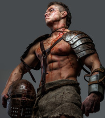 Man in gladiator armor.
